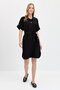 Women's Shirt Collar Collar and Pocket Buttoned Dress Black - 6