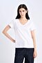 Regular Fit V-Neck White Women's T-Shirt K1507Az/Wt34 - 4