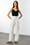 Women's Pleated Fabric High Waist Palazzo Pants Pants-002 - 3