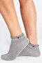 Bamboo Women's Heart Patterned Ruffled Booties Elasticless Seamless Gray Premium Socks - 3