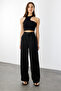 Women's Pleated Fabric High Waist Palazzo Pants Pants-002 - 4