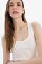 Fitted U Neck Off-White Women's Tank Top A1665Ax/Wt32