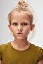 Olive Green Basic Girl's Crew Neck Watermelon Sleeve T-Shirt - 3