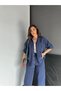 Egzoti̇k Asortik Women's V-Neck Large Pocket Snap Detailed Waist Elastic Back Pants Slim Shirt & P - 4