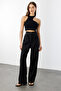 Women's Pleated Fabric High Waist Palazzo Pants Pants-002 - 2