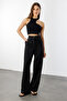 Women's Pleated Fabric High Waist Palazzo Pants Pants-002 - 3