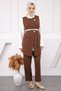Brown Shirt Vest Pants Triple Combination Set