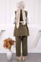 Khaki Shirt Vest Pants Triple Combination Suit - 3