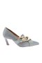 1711-22Y Women's Pointed Toe Shoes with Cross Chain on the Top and Heels - 2