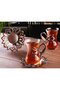Demet Silver Color Tea Set for 6 People: with Metal Handle and Plate