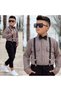 Boy's Shirt Pants Suspender and Bow Tie 4 Piece Suit