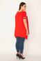 Women's Large Size Red Stripe Detailed Asymmertic Tunic 65n23133 - 5