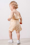 Baby Kids Cream Cotton Rope Strap Comfortable Jumpsuit Salopet Unisex Bottom Top Set Jumpsuit - 3