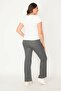 Women's Large Size Gray 5 Pocket Gabardine Fabric Trousers 65n28328 - 6