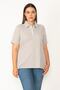 Women's Large Size Gray Cotton Fabric Polo Collar Buttoned Blouse 65n27322 - 5