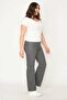 Women's Large Size Gray 5 Pocket Gabardine Fabric Trousers 65n28328 - 5