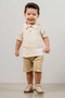 Baby Kids Beige Cotton Shorts 2-Piece Set Trend Fashion Bottom Top Set