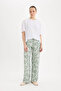 Wide Leg Patterned High Waist Trousers C4042Ax25Sp - 3