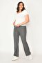 Women's Large Size Gray 5 Pocket Gabardine Fabric Trousers 65n28328 - 3