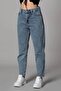 Astana Blue Snow Wash Lycra Mom Jean Pants - 3