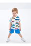 Lcw Kids Ecru Crew Neck Short Sleeve Printed Baby Boy T-Shirt and Shorts Set of 2 - 2