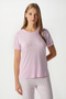 Women's Time Soft Texture Pink Striped Crew Neck Short Sleeve Bottom Top Pajama Set