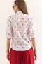Women's White Cherry Balloon Sleeve Woven Shirt Gml-19001330 - 2