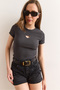Women's Smoked Heart Low-Cut Slim Corded Crop Blouse Blz-19002939 - 5