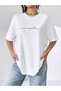 Energetic Printed T-Shirt - White Printed Oversize Crew Neck Short Sleeve T-Shirt - 3
