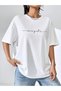 Energetic Printed T-Shirt - White Printed Oversize Crew Neck Short Sleeve T-Shirt - 4