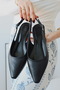 Smart Matte Leather Pointed Toe Short Block Heeled Women's Shoes - 5