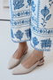 Smart Matte Leather Pointed Toe Short Block Heeled Women's Shoes - 4