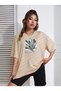 Unisex Colorful Feather Patterned T-Shirt - Printed Oversized Crew Neck Short Sleeve T-Shirt