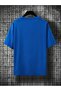Paris City Single Jersey T-Shirt - Sax Blue Printed Oversize Crew Neck Short Sleeve T-Shirt - 2