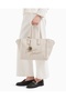 Women's All-Monogram Logo Adjustable and Detachable Shoulder Strap Medium Size Jacquard Canvas Beige - 3