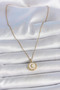 316L Steel Gold Color Chain White Enamel Crescent Embroidered Medallion Model Women's Necklace - 2