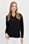 Women's Polo Neck Angelina Basic Blouse Black - 3