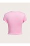 Women's Crew Neck Lycra Short Sleeve Body Crop Blouse - 2