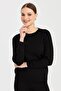 Women's Crew Neck Braided Sweater Black - 2