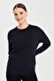 Women's Crew Neck Braided Sweater Navy Blue - 4