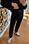 Crystal Stone 3-Thread Cotton Stylish Design Comfortable Women's Black Tracksuit Set - 3
