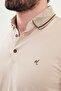 Plain Slim Fit Polo Neck Cotton Men's T-Shirt Beige - 36854.25Y - 2