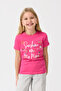 Girl's Floral Patterned Printed Crew Neck Cotton Combed T-Shirt - 7
