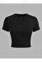 3LÜ Women's Crew Neck Lycra Short Sleeve Body Crop Blouse - 4
