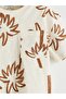 Lcw Kids Beige Resort Collar Printed Boys T-Shirt - 5