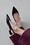 Hubert Women's Heeled Wrinkled Leather Shoes Black - 3