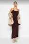 Women Brown Fitted/Body Hugging Strap Length Adjustable Maxi Stretchy Knitted Black Sandy Dress - 7