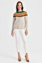 Women's Crew neck Robe Jacquard Wool Cardigan V.Beige - 4