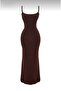 Women Brown Fitted/Body Hugging Strap Length Adjustable Maxi Stretchy Knitted Black Sandy Dress - 4