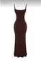 Women Brown Fitted/Body Hugging Strap Length Adjustable Maxi Stretchy Knitted Black Sandy Dress - 8
